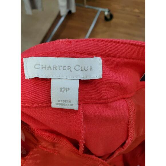 Charter Club Women Red Cotton & Rayon Mid Rise Slim Leg Crop Pant Size 12 Petite - Picture 9 of 12